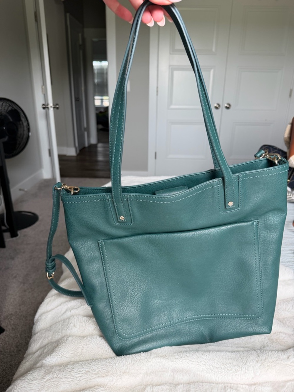 LC Lauren Conrad Teal Leather Tote Bag